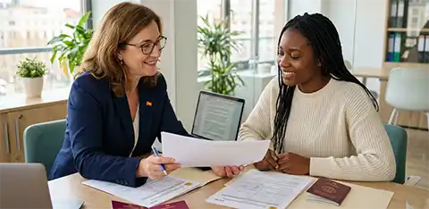 Immigration lawyer helping client with NIE and TIE application in Spain